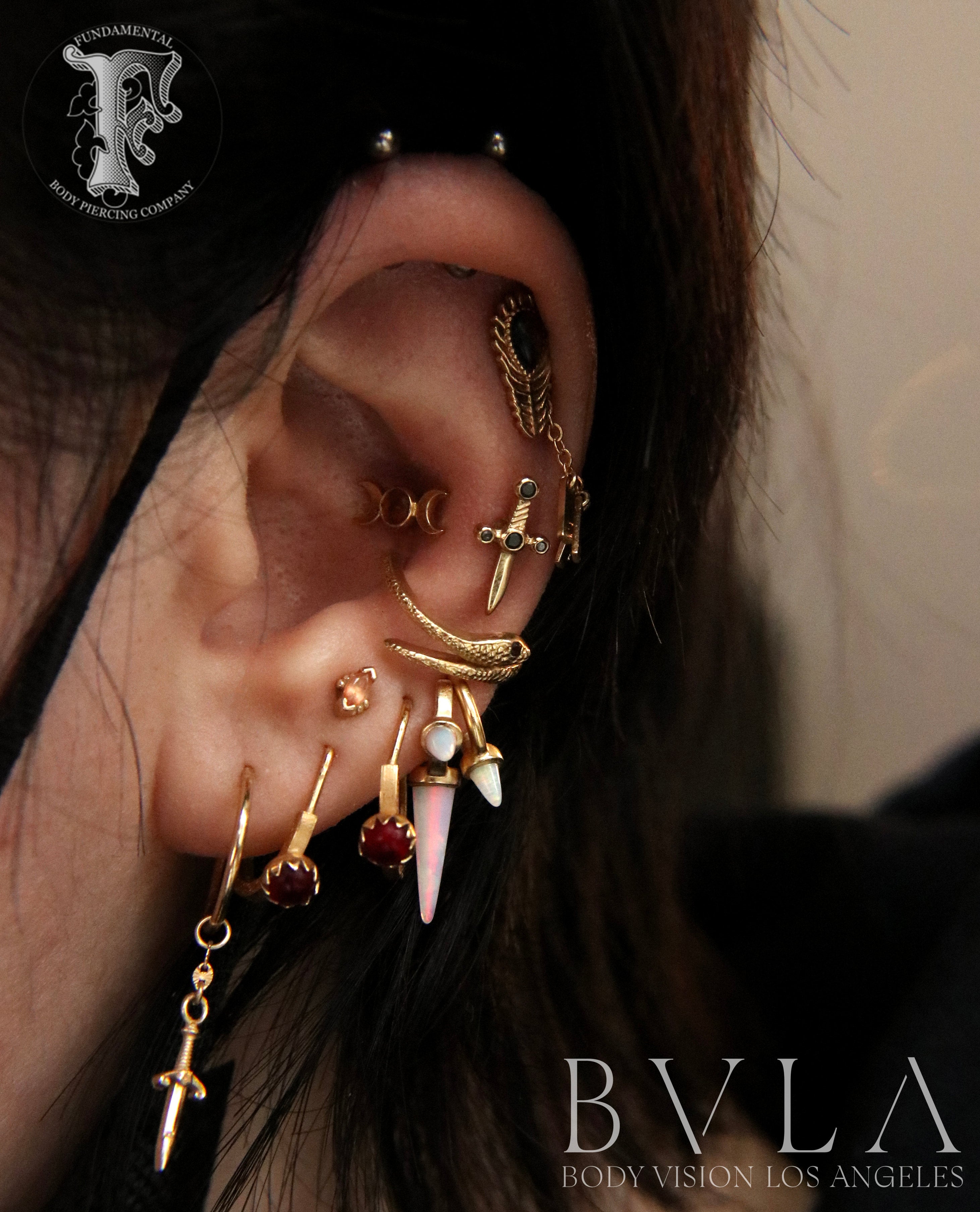 BVLA Cobra Hinge Ring Garnet Eyes 14k Gold Fundamental Body