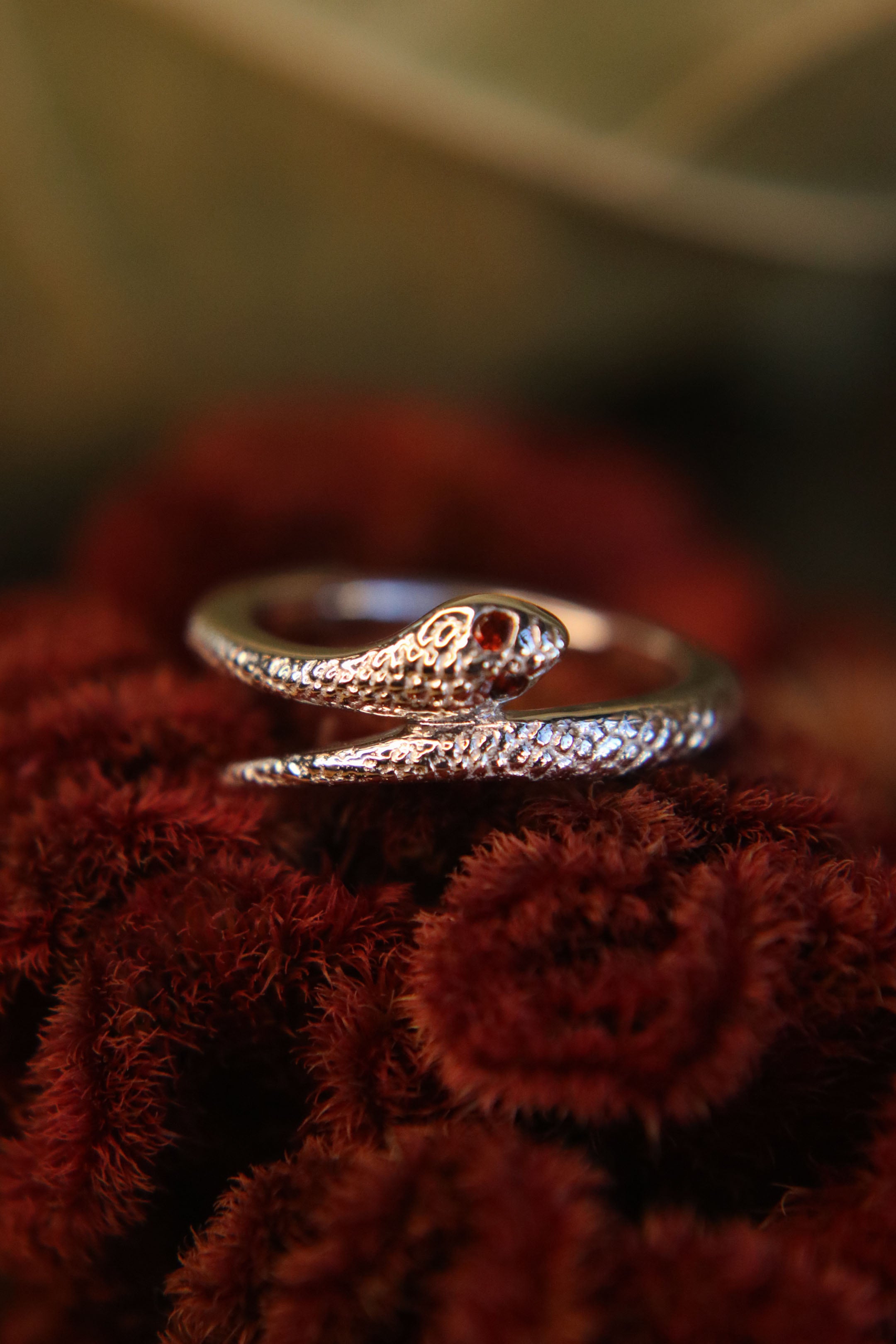 BVLA Cobra Hinge Ring Garnet Eyes 14k Gold Fundamental Body