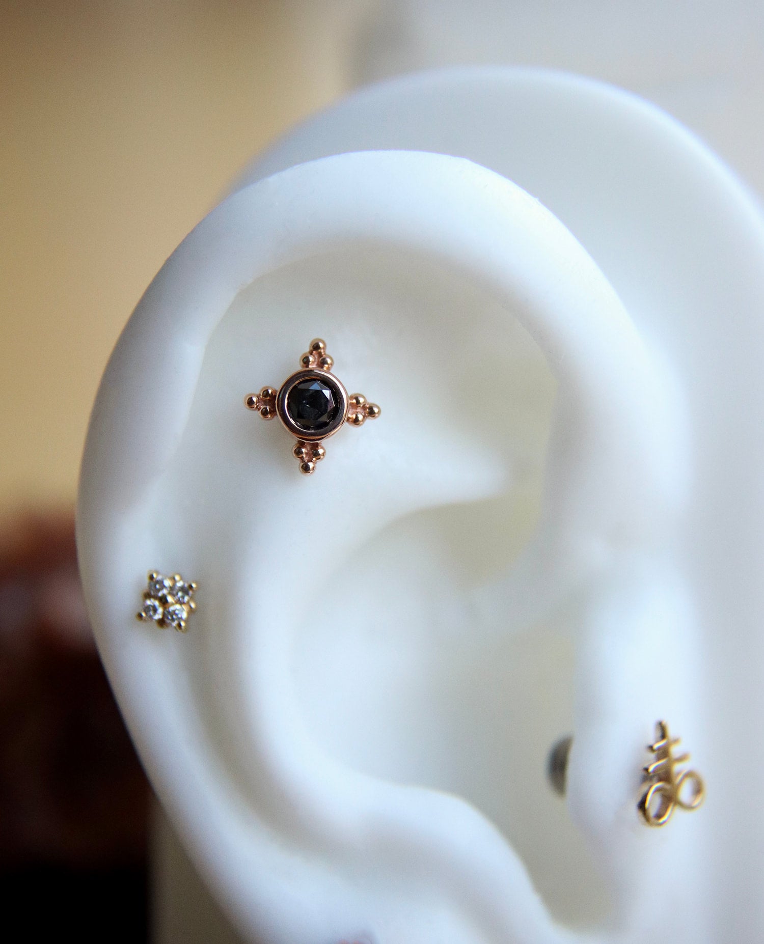 Small Kandy with Black Diamond - 14k Gold | Fundamental Body Piercing  Chicago